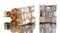 14kt Rose Gold 1.00 ct Baguette Diamond Earrings