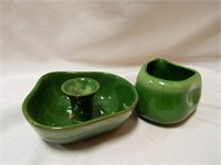 Tamac Pottery Frosty Pine Candle Holder & Creamer