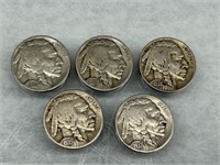 Buffalo Nickels- Lot of 5
