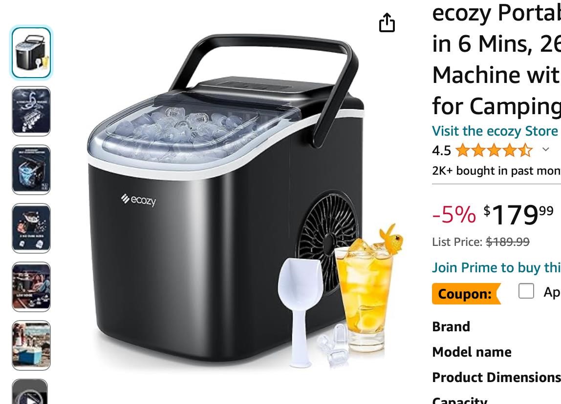 ecozy Portable Ice Maker Countertop,