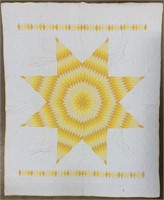 Hand Stitched Yellow Starburst Quilt.