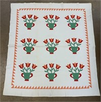 Hand Stitched Tulip Quilt.