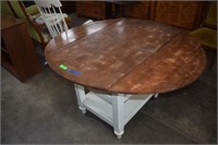 Round Wood Drop Leaf Table w/Underneath Storage