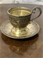 Sterling Silver Fisher Tea Cup & Saucer