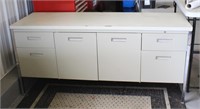 Metal office credenza, 2 doors, 4 drawers, some