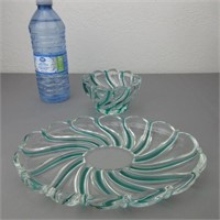 MIKASA Swirl Green Holiday Glass