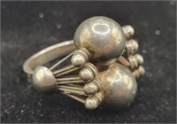 Taxco .980 Silver Spheres Ring Size 5.5