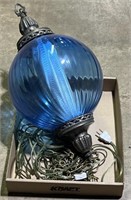 (F) Vintage Blue Swag Hanging Lamp