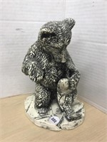 The Aardik Collection Bear With Fish Sculpture -
