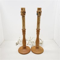Two table lamps faux wood paint stick works