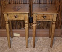 (B2) Pair of 1-Drawer Night Stands w/ Floral Desin