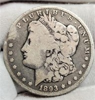 1893-CC Morgan Silver Dollar, 2nd Rarest CC w/