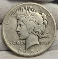 1921 Peace Silver Dollar Key Date 1st Year Coin