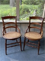 Pair Of Antique Cane Bottom Chairs