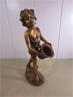 Solid Brass Boy w/Bucket Sculpture--Nice!!