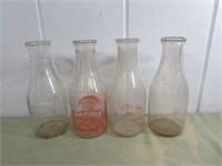 (4) Glass 1-QT Milk Bottles