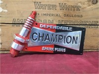 Champion Spark Plug Cast Alloy Sign - New