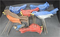 (AJ) Lot Of Wood Lawn Birds. Cardinals,  Robins,