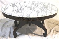 Oval marble top rose carved coffee table