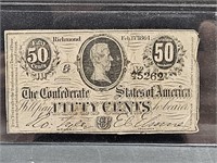 1864 $.50 Confederate Note