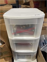 3 drawer storage with batteries and flash lights