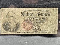 US $.50 Currency Fractional Note Old