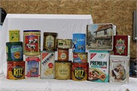 ADVERTISING TINS- CRACKERS, WINTER, MORE