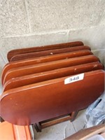 6 WOOD LIKE TV TRAYS WITH CARRIER FOR 4
