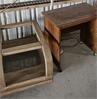 end table, magnifying light & rolling cart