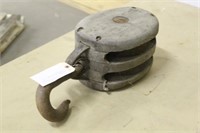 Vintage Wooden Double Pulley, Approx 7"x9"x14"