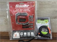 Bauer 30ft self leveling laser level & 25ft tape