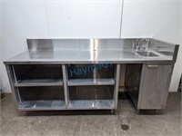 STAINLESS STEEL COUNTER W/ SINK, 86" X 29.5" X
