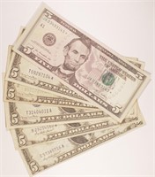 Half Dozen VF to Crisp New $5 Notes