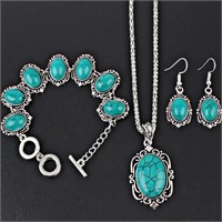 3pcs Women's Turquoise style jewelry Set