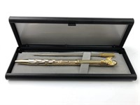VTG Ballpoint Gold-Tone and Silver Cherub Pen