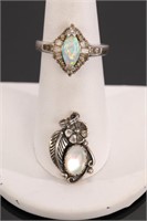 OPAL & STERLING RING & NATIVE AMERICAN PENDANT