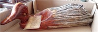 WOODEN DUCK BY AL STONER, SIGNED- PETRIFIED WOOD