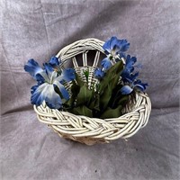 Wicker Wall Basket With Faux Flowers