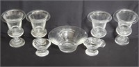 Signed Steuben crystal vases, bowl, candle holders