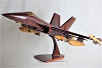 Mahogany Wood Carved Military Aircraft  Model