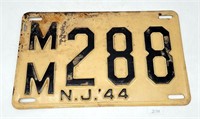 Vintage 1944 New Jersey License Plate - White #MM2