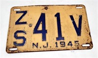 Vintage 1945 New Jersey License Plate - White #ZS4