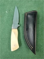 Custom made white bone fixed blade knife with new