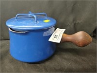 Dansk Enameled Blue Pot w/ Wood Handle