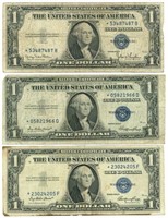 (3) 1935 "Star Note" Silver Certificates