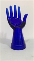 Cobalt blue glass hand jewelry display 7.5” tall