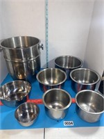 Stainless steel bowls and bucket