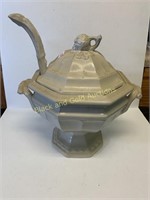 Red Cliff Ironstone soup tureen with ladle