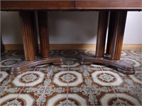 Antique Cherry Wood Double Pedestal Dining Table