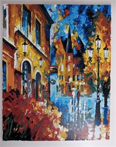 European Street Light, Acrylic on Canvas